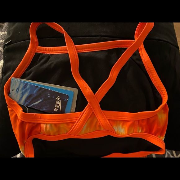 🆕 SPEEDO WOMEN'S ONE PIECE. TIE DYE FLYBACK. ORANGE/WHITE. Sz. 28. NWT. #0159 - Picture 4 of 15